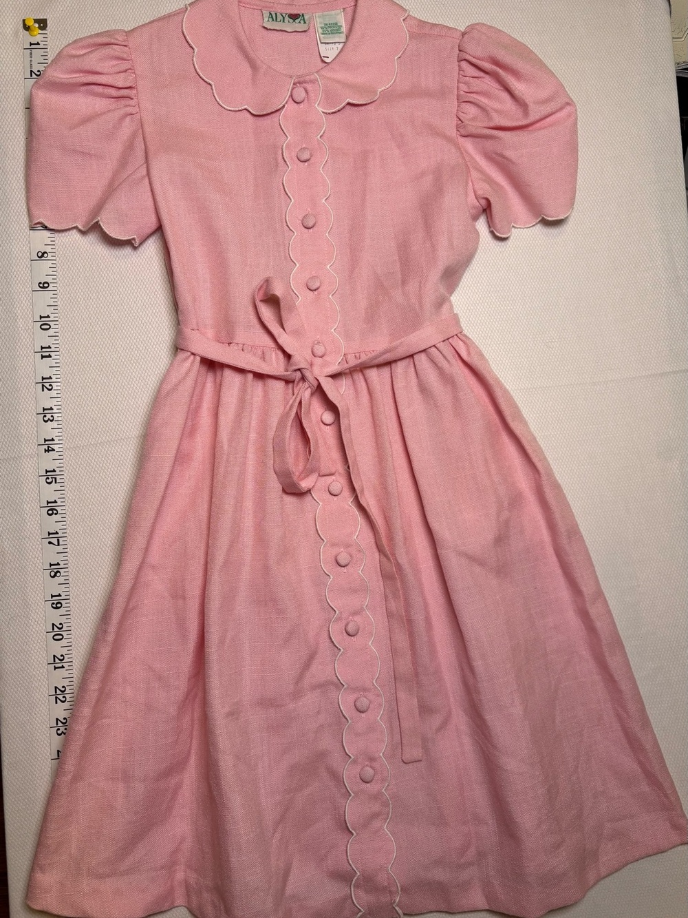 Vintage Alyssa Pink Scalloped Button Front Dress Size 7